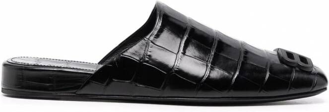Balenciaga Cozy BB muiltjes met krokodillenleer-effect Zwart