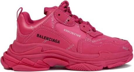 Balenciaga Kids logo-print chunky leather sneakers Roze