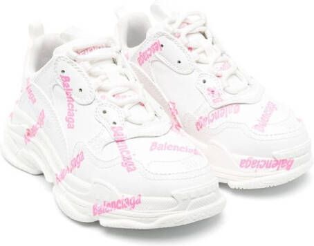 Balenciaga Kids Sneakers met logoprint Wit