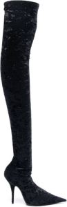 Balenciaga Knife thigh-high crushed velvet boots Zwart