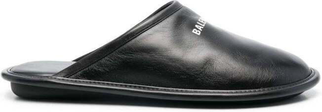 Balenciaga Slippers met logoprint Zwart