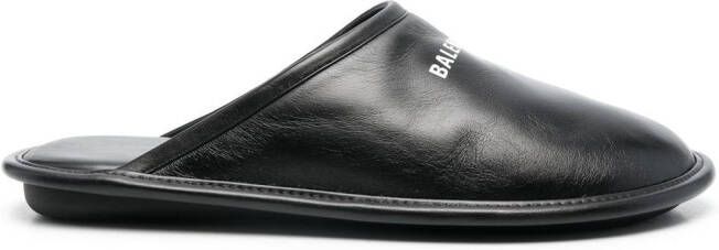 Balenciaga Slipper met logoprint Zwart