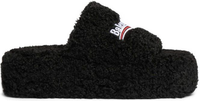 Balenciaga Fury slippers met plateauzool Zwart