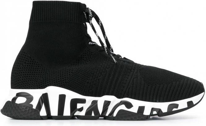 Balenciaga Soksneakers met veters Zwart