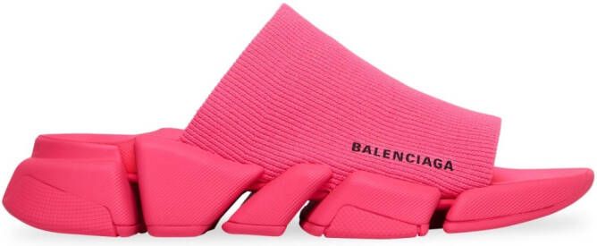 Balenciaga Speed 2.0 slippers met logoprint Roze