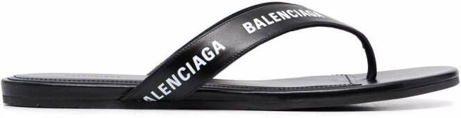 Balenciaga Teenslippers met logoband Zwart