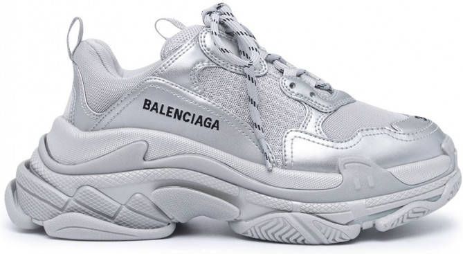 Balenciaga Triple S metallic sneakers Grijs - Schoenen.nl