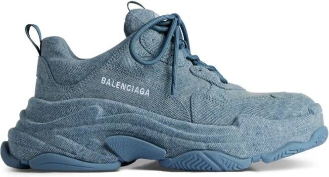 Balenciaga Triple S denim sneakers Blauw