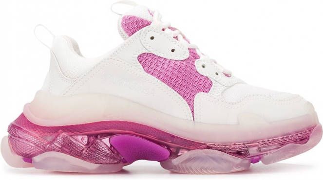 balenciaga triple s kunstleder en gaas sportschoenen met doorzichtige zool  wit – hoge kwaliteit balenciaga speed schoenen