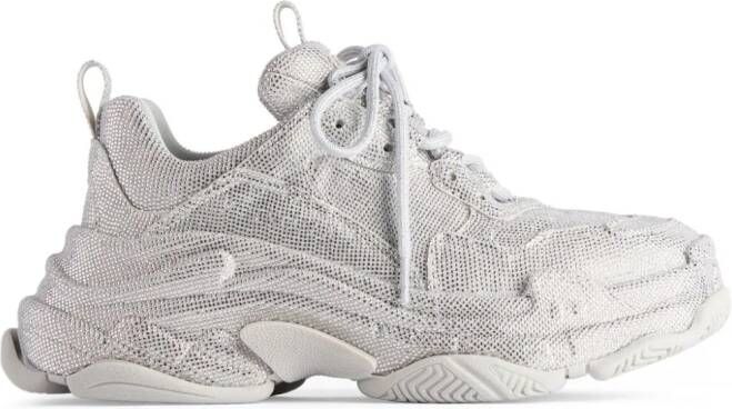 Balenciaga Triple S verfraaide sneakers Zilver