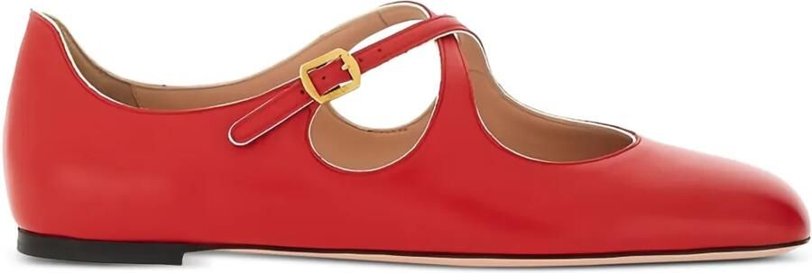 Bally Beliska leren ballerina's met gekruiste bandjes Rood