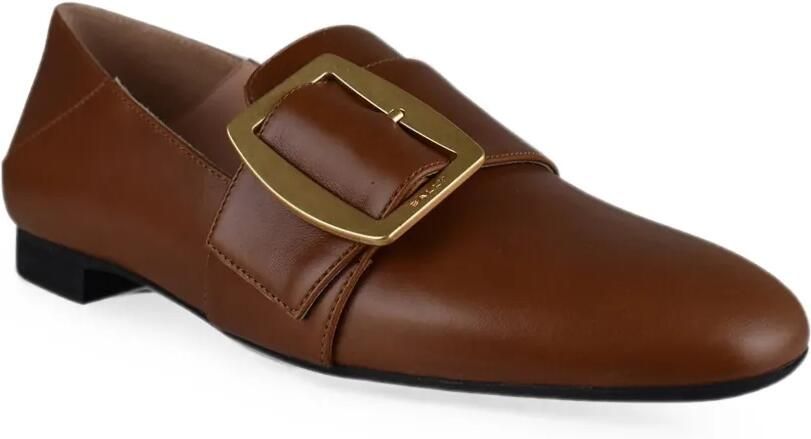 Bally Bouclé slippers van amberbruin leer - Foto 3