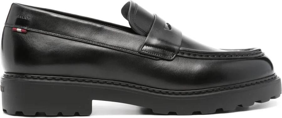Bally Leren loafers met logo-reliëf Zwart