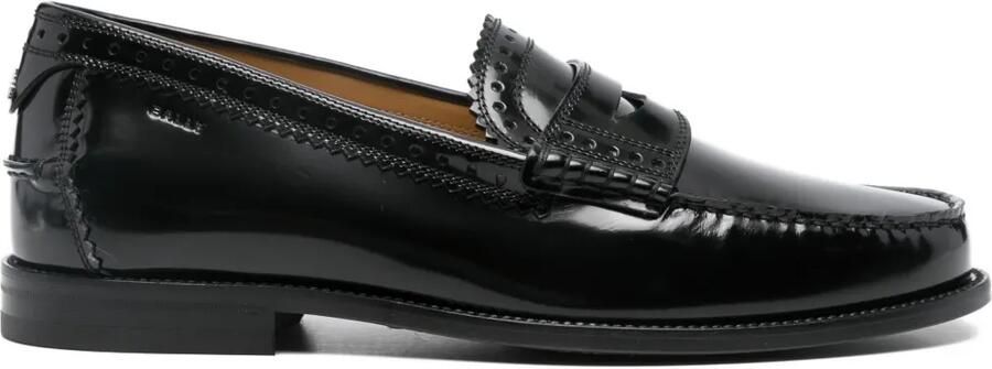 Bally Leren penny loafers Zwart