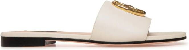 Bally Leren pumps met plakkaat Beige