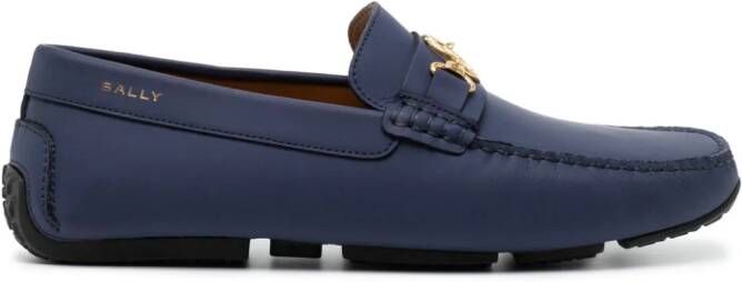 Bally Leren loafers met logoplakkaat Blauw