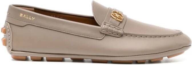 Bally Leren loafers met logoplakkaat Bruin