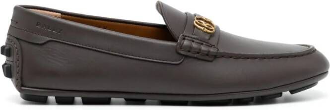 Bally Leren loafers met logoplakkaat Bruin