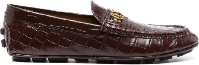 Bally Keeper embossed-crocodile leather loafers Rood