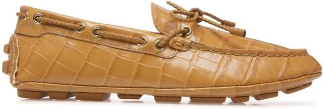 Bally Kyan loafers met krokodillen-reliëf Beige