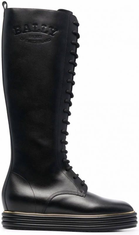 Bally Kniehoge veterlaarzen Zwart