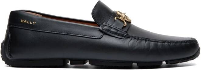 Bally Leren loafers met logoplakkaat Zwart