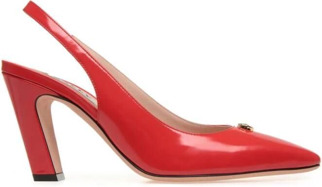 Bally Leren slingback pumps met plakkaat Rood