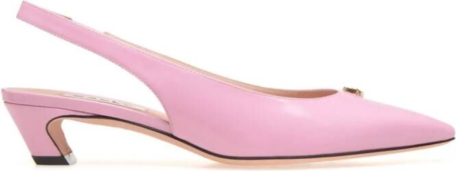 Bally Leren slingback pumps met plakkaat Roze