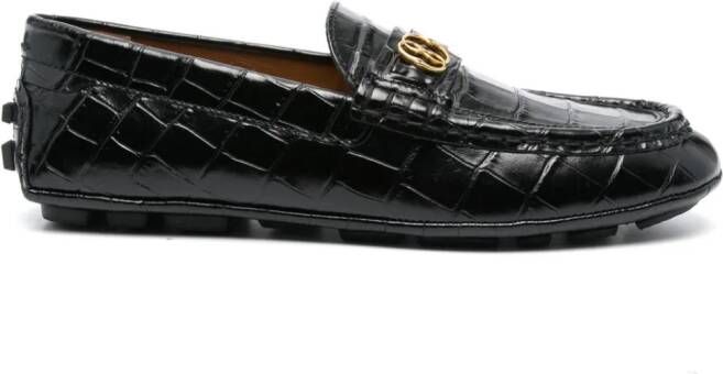 Bally Loafers met krokodillen-reliëf Zwart