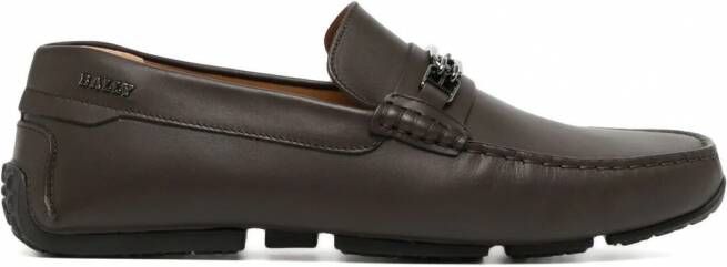 Bally Loafers met logoplakkaat Bruin