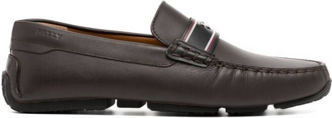 Bally Loafers met logoplakkaat Bruin