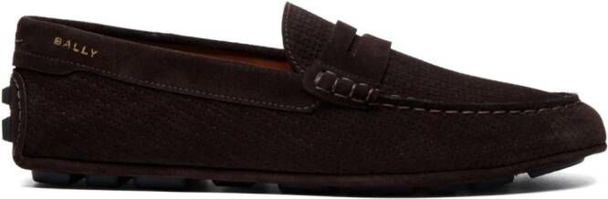 Bally Loafers met verfraaid logo en ronde neus Bruin