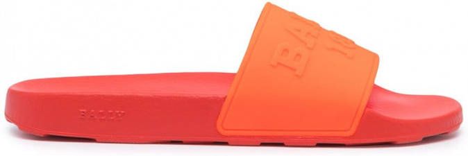 Bally Slippers met logo-reliëf Oranje