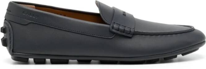 Bally Leren loafers met logoplakkaat Blauw