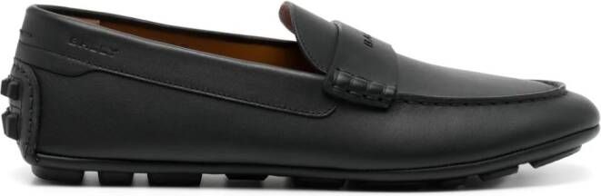 Bally Leren loafers met logoplakkaat Zwart