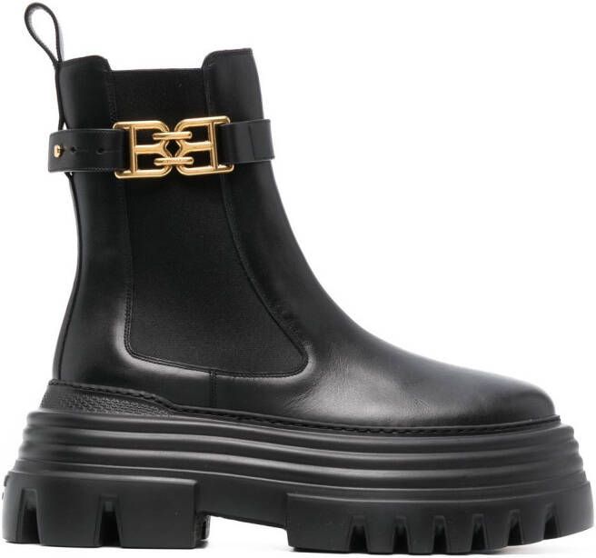 Bally Laarzen met logoplakkaat Zwart