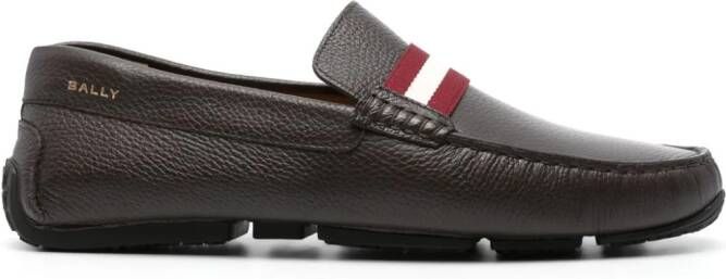 Bally Leren loafers met logoprint Bruin