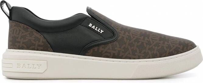 Bally Sneakers met monogramprint Bruin