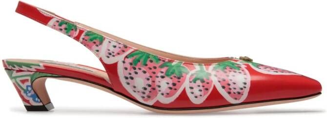 Bally Sylt 35 pumps met aardbeiprint Rood