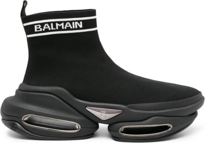Balmain B-Bold gebreide sneakers met plateauzool Zwart