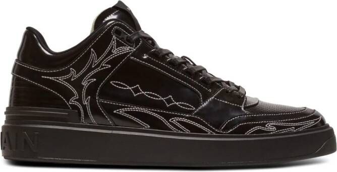 Balmain B-Court mid-top lakleren sneakers Zwart