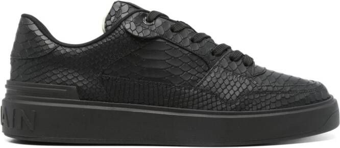 Balmain B-Court sneakers met krokodillenleer-reliëf Zwart