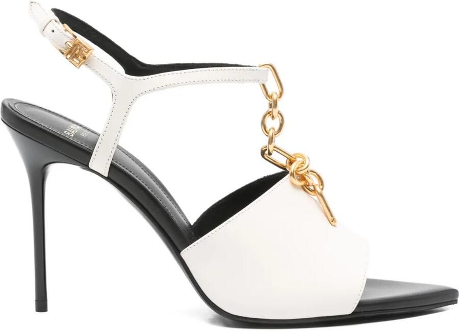 Balmain 95 mm sandalen met puntige neus en ketting Beige