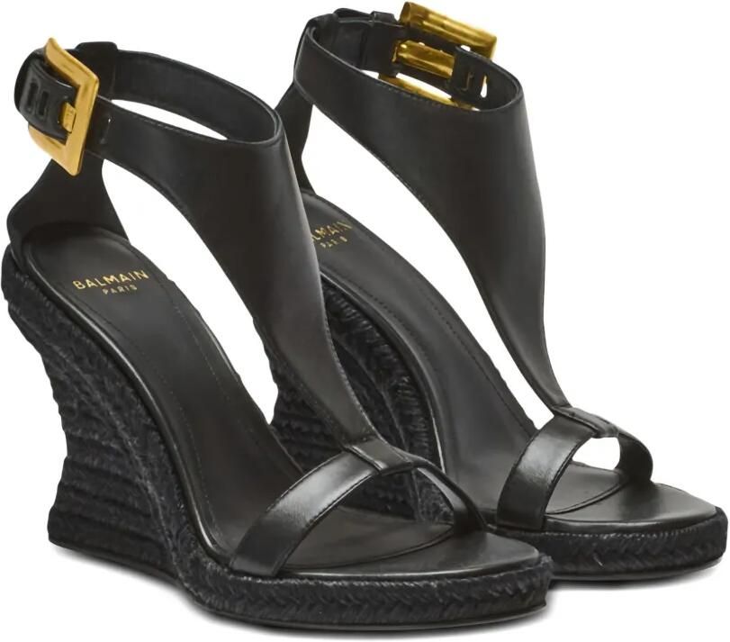 Balmain Anthem espadrilles met sleehak Zwart - Foto 4