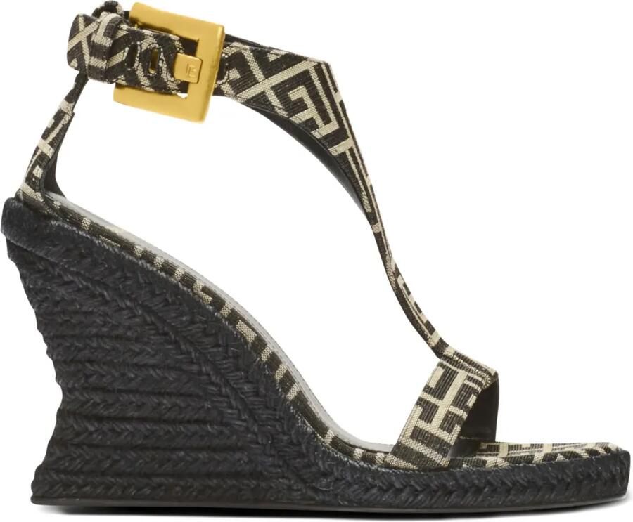 Balmain Anthem espadrilles met sleehak Zwart