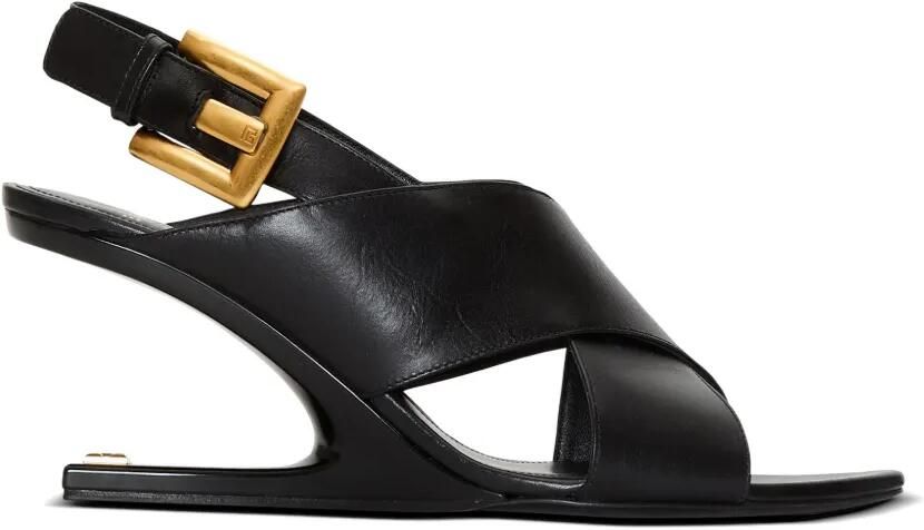 Balmain Anthem gladde leren sandalen Zwart