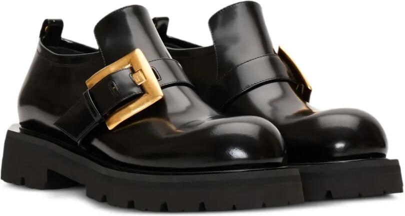 Balmain Anthem leren loafers met gesp Zwart