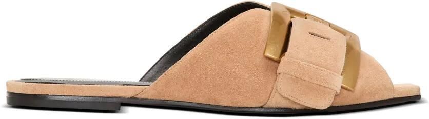 Balmain Anthem platte suède muiltjes Beige