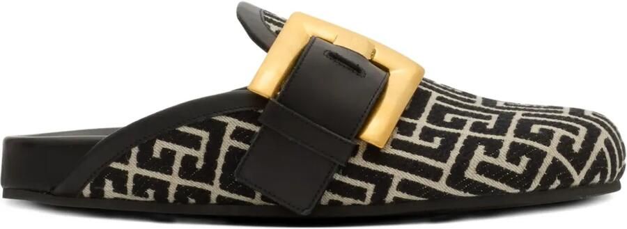 Balmain Anthem slippers met monogram-print Zwart