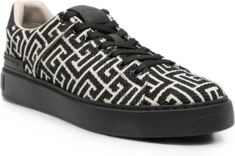 Balmain B-Court leren sneakers met monogram-jacquard Zwart - Foto 2
